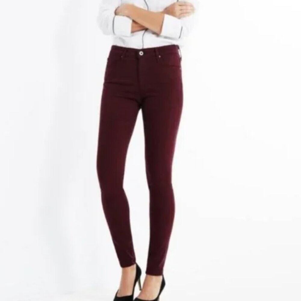 AG Adriano Goldschmied The Farrah High-Rise Dark Red Skinny Jeans